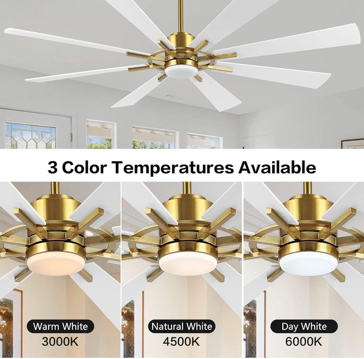 60 in. Gold and Black Ceiling Fan with Lights and Remote, Wood Reversible DC Ceiling Fan, Indoor Modern Ceiling Fan for Kitchen Bedroom Living Room -31-ErisView