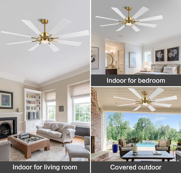 60 in. Gold and Black Ceiling Fan with Lights and Remote, Wood Reversible DC Ceiling Fan, Indoor Modern Ceiling Fan for Kitchen Bedroom Living Room -32-ErisView