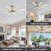 60 in. Gold and Black Ceiling Fan with Lights and Remote, Wood Reversible DC Ceiling Fan, Indoor Modern Ceiling Fan for Kitchen Bedroom Living Room -32-ErisView