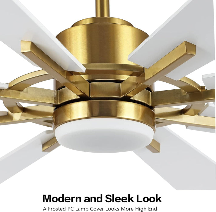 60 in. Gold and Black Ceiling Fan with Lights and Remote, Wood Reversible DC Ceiling Fan, Indoor Modern Ceiling Fan for Kitchen Bedroom Living Room -33-ErisView