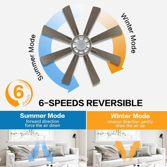 60 in. Gold and Black Ceiling Fan with Lights and Remote, Wood Reversible DC Ceiling Fan, Indoor Modern Ceiling Fan for Kitchen Bedroom Living Room -38-ErisView