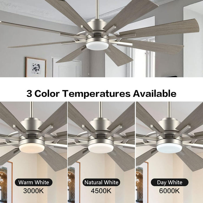 60 in. Gold and Black Ceiling Fan with Lights and Remote, Wood Reversible DC Ceiling Fan, Indoor Modern Ceiling Fan for Kitchen Bedroom Living Room -39-ErisView