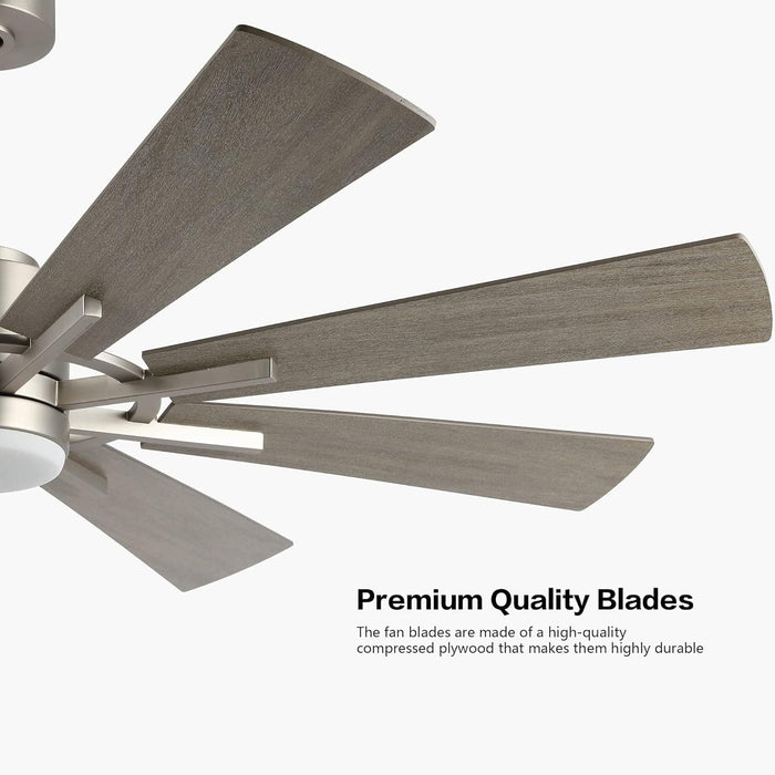 60 in. Gold and Black Ceiling Fan with Lights and Remote, Wood Reversible DC Ceiling Fan, Indoor Modern Ceiling Fan for Kitchen Bedroom Living Room -40-ErisView