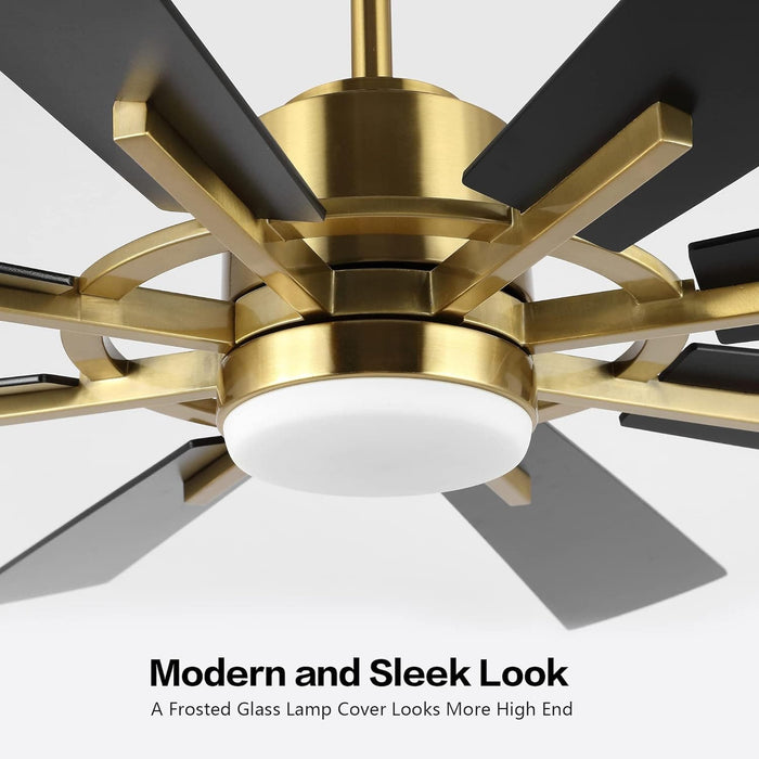 60 in. Gold and Black Ceiling Fan with Lights and Remote, Wood Reversible DC Ceiling Fan, Indoor Modern Ceiling Fan for Kitchen Bedroom Living Room -8-ErisView