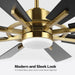 60 in. Gold and Black Ceiling Fan with Lights and Remote, Wood Reversible DC Ceiling Fan, Indoor Modern Ceiling Fan for Kitchen Bedroom Living Room -8-ErisView