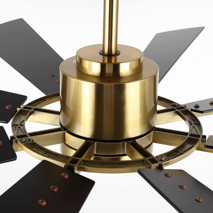 60 in. Gold and Black Ceiling Fan with Lights and Remote, Wood Reversible DC Ceiling Fan, Indoor Modern Ceiling Fan for Kitchen Bedroom Living Room -9-ErisView