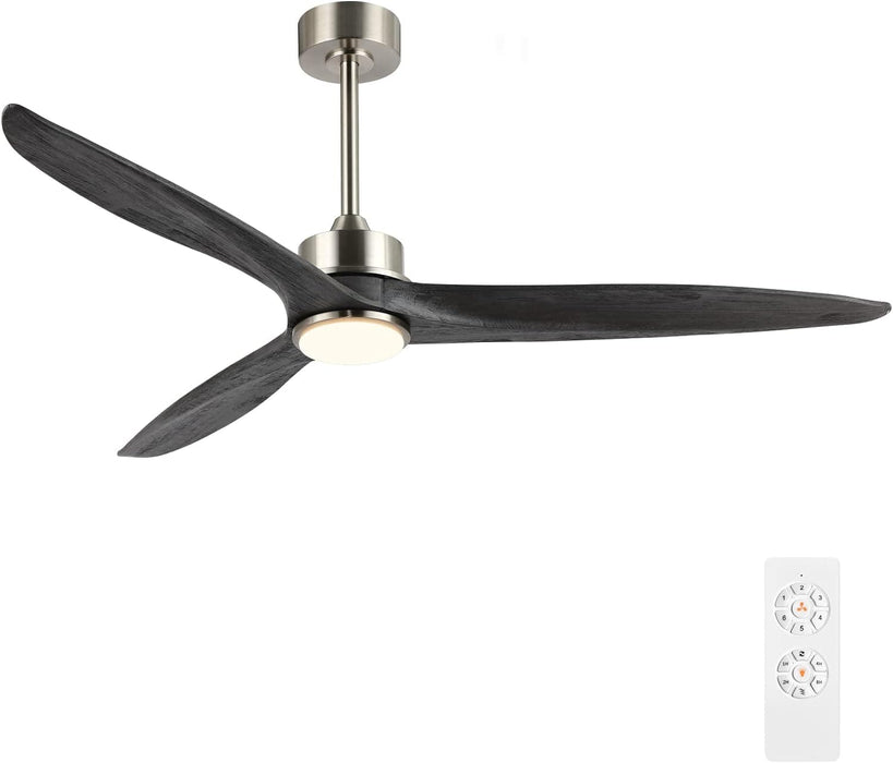 60 in. Gray Ceiling Fans without Lights, Wood Reversible Quiet Ceiling Fans NO Light with Remote, Brushed Nickel Ceiling Fan-8-ErisView