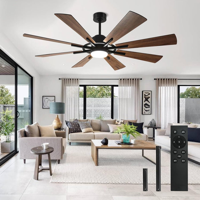 60 in. Grey Large Farmhouse Ceiling Fan with Remote and APP Control, Outdoor Reversible DC Ceiling Fan for Indoor Outdoor Use-16-ErisView