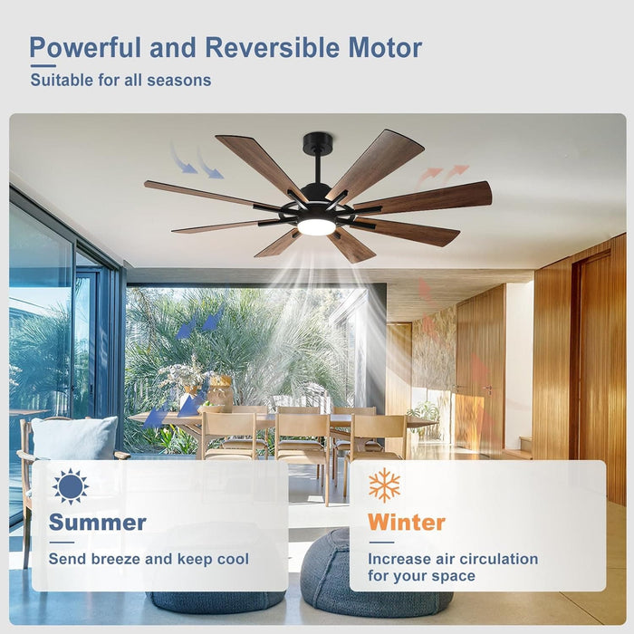 60 in. Grey Large Farmhouse Ceiling Fan with Remote and APP Control, Outdoor Reversible DC Ceiling Fan for Indoor Outdoor Use-17-ErisView