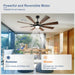 60 in. Grey Large Farmhouse Ceiling Fan with Remote and APP Control, Outdoor Reversible DC Ceiling Fan for Indoor Outdoor Use-17-ErisView