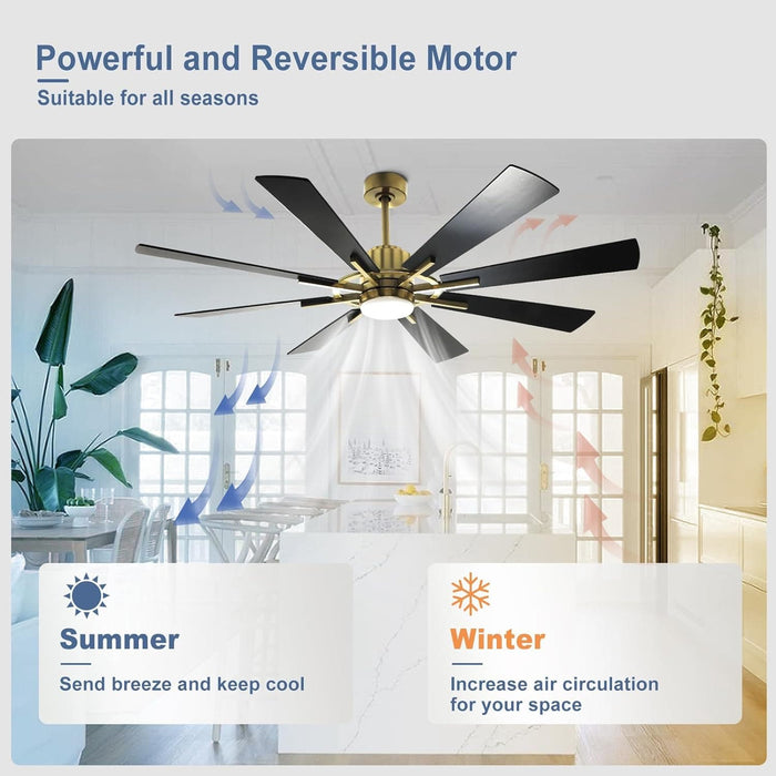 60 in. Grey Large Farmhouse Ceiling Fan with Remote and APP Control, Outdoor Reversible DC Ceiling Fan for Indoor Outdoor Use-25-ErisView