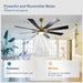 60 in. Grey Large Farmhouse Ceiling Fan with Remote and APP Control, Outdoor Reversible DC Ceiling Fan for Indoor Outdoor Use-25-ErisView