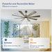 60 in. Grey Large Farmhouse Ceiling Fan with Remote and APP Control, Outdoor Reversible DC Ceiling Fan for Indoor Outdoor Use-2-ErisView
