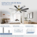 60 in. Grey Large Farmhouse Ceiling Fan with Remote and APP Control, Outdoor Reversible DC Ceiling Fan for Indoor Outdoor Use-30-ErisView