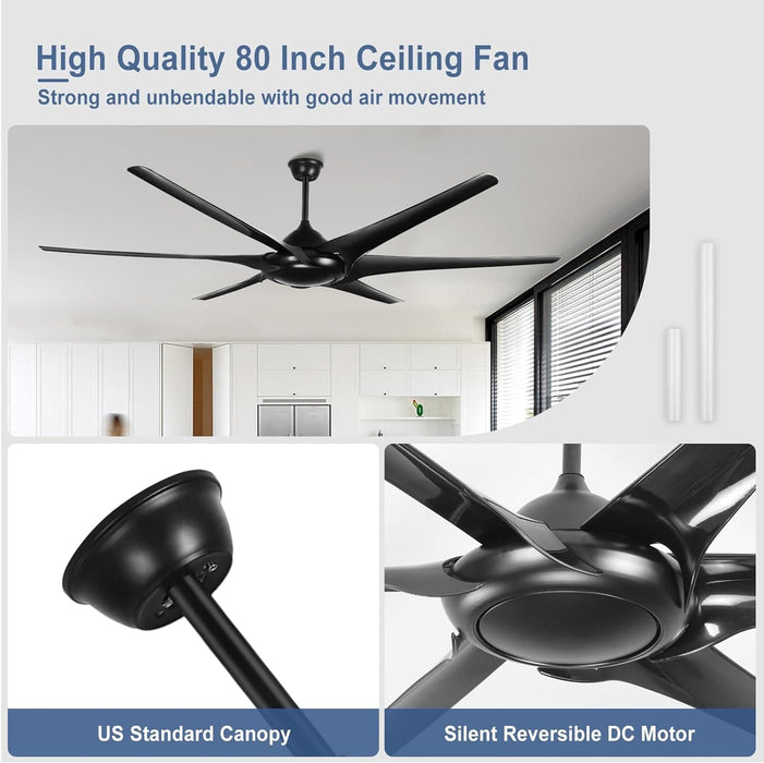 60 in. Grey Large Farmhouse Ceiling Fan with Remote and APP Control, Outdoor Reversible DC Ceiling Fan for Indoor Outdoor Use-34-ErisView