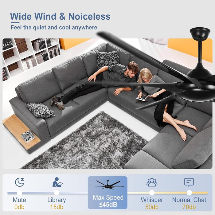 60 in. Grey Large Farmhouse Ceiling Fan with Remote and APP Control, Outdoor Reversible DC Ceiling Fan for Indoor Outdoor Use-36-ErisView