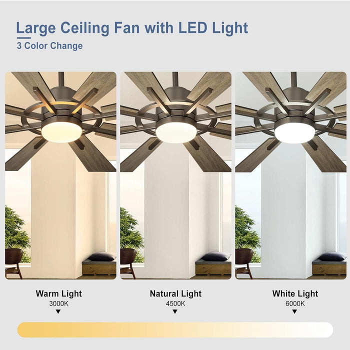 60 in. Grey Large Farmhouse Ceiling Fan with Remote and APP Control, Outdoor Reversible DC Ceiling Fan for Indoor Outdoor Use-3-ErisView