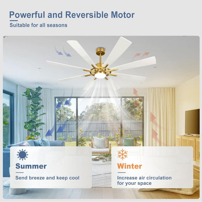 60 in. Grey Large Farmhouse Ceiling Fan with Remote and APP Control, Outdoor Reversible DC Ceiling Fan for Indoor Outdoor Use-40-ErisView