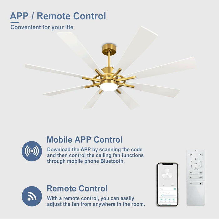 60 in. Grey Large Farmhouse Ceiling Fan with Remote and APP Control, Outdoor Reversible DC Ceiling Fan for Indoor Outdoor Use-42-ErisView