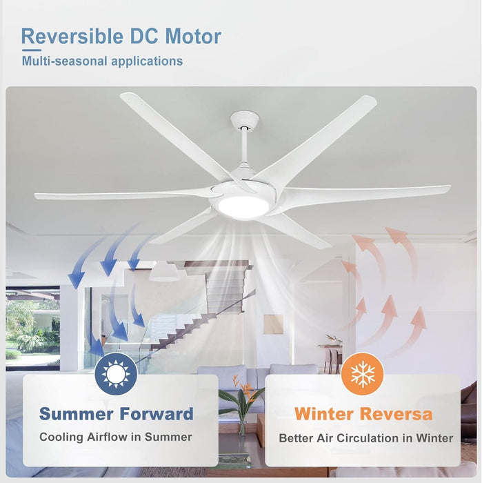 60 in. Grey Large Farmhouse Ceiling Fan with Remote and APP Control, Outdoor Reversible DC Ceiling Fan for Indoor Outdoor Use-48-ErisView