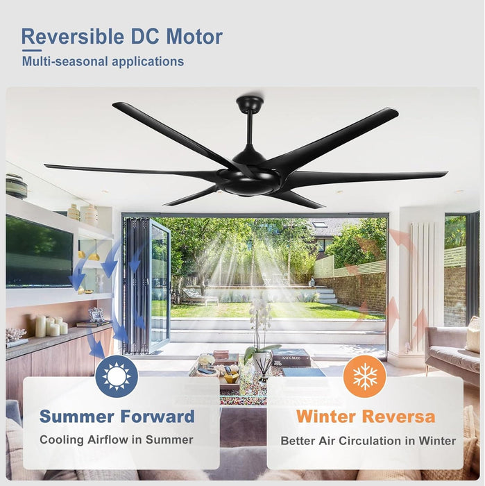 60 in. Grey Large Farmhouse Ceiling Fan with Remote and APP Control, Outdoor Reversible DC Ceiling Fan for Indoor Outdoor Use-55-ErisView