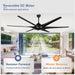 60 in. Grey Large Farmhouse Ceiling Fan with Remote and APP Control, Outdoor Reversible DC Ceiling Fan for Indoor Outdoor Use-55-ErisView