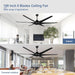 60 in. Grey Large Farmhouse Ceiling Fan with Remote and APP Control, Outdoor Reversible DC Ceiling Fan for Indoor Outdoor Use-57-ErisView