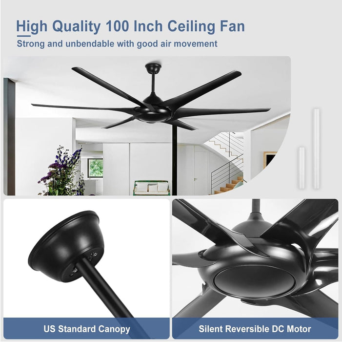 60 in. Grey Large Farmhouse Ceiling Fan with Remote and APP Control, Outdoor Reversible DC Ceiling Fan for Indoor Outdoor Use-59-ErisView