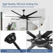 60 in. Grey Large Farmhouse Ceiling Fan with Remote and APP Control, Outdoor Reversible DC Ceiling Fan for Indoor Outdoor Use-59-ErisView