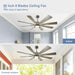 60 in. Grey Large Farmhouse Ceiling Fan with Remote and APP Control, Outdoor Reversible DC Ceiling Fan for Indoor Outdoor Use-5-ErisView