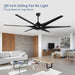 60 in. Grey Large Farmhouse Ceiling Fan with Remote and APP Control, Outdoor Reversible DC Ceiling Fan for Indoor Outdoor Use-60-ErisView