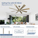 60 in. Grey Large Farmhouse Ceiling Fan with Remote and APP Control, Outdoor Reversible DC Ceiling Fan for Indoor Outdoor Use-65-ErisView