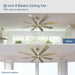 60 in. Grey Large Farmhouse Ceiling Fan with Remote and APP Control, Outdoor Reversible DC Ceiling Fan for Indoor Outdoor Use-66-ErisView