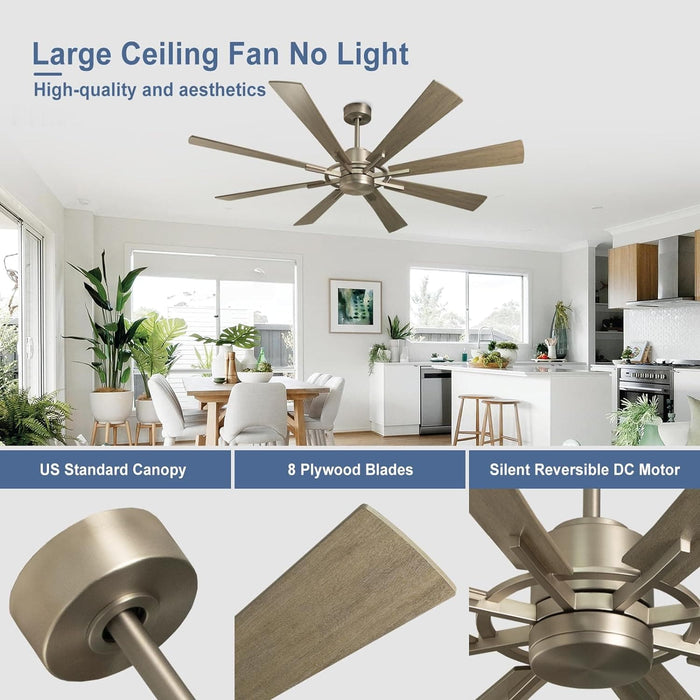 60 in. Grey Large Farmhouse Ceiling Fan with Remote and APP Control, Outdoor Reversible DC Ceiling Fan for Indoor Outdoor Use-67-ErisView