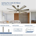 60 in. Grey Large Farmhouse Ceiling Fan with Remote and APP Control, Outdoor Reversible DC Ceiling Fan for Indoor Outdoor Use-7-ErisView
