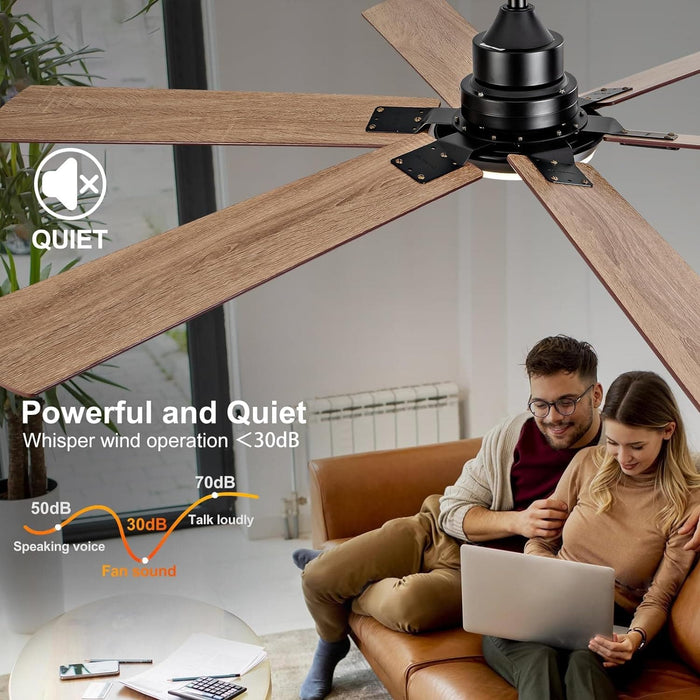 60 in. Indoor Outdoor Ceiling Fan with Light and Remote, Black Modern Ceiling Fan for Bedroom Living Room, Reversible Quiet Ceiling Fans-4-ErisView