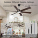 60 in. Indoor Outdoor Ceiling Fan with Light and Remote, Black Modern Ceiling Fan for Bedroom Living Room, Reversible Quiet Ceiling Fans-5-ErisView