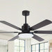 60 in. Large 6-Blade Ceiling Fan for Living Room, Industrial Downrod Mount Black Ceiling Fan with Light Kit and Remote Control Reversible Blade-ErisView