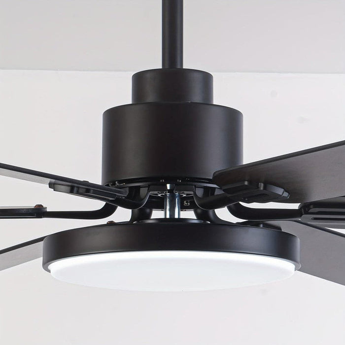 60 in. Large 6-Blade Ceiling Fan for Living Room, Industrial Downrod Mount Black Ceiling Fan with Light Kit and Remote Control Reversible Blade-ErisView