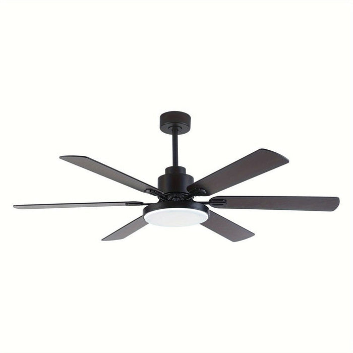 60 in. Large 6-Blade Ceiling Fan for Living Room, Industrial Downrod Mount Black Ceiling Fan with Light Kit and Remote Control Reversible Blade-ErisView