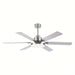 60 in. Large 6-Blade Modern Downrod Mount Ceiling Fan for Living Room Bedroom, Reversible Sliver Ceiling Fan with Light and Remote Control-ErisView