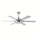 60 in. Large 6-Blade Modern Downrod Mount Ceiling Fan for Living Room Bedroom, Reversible Sliver Ceiling Fan with Light and Remote Control-ErisView