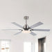 60 in. Large 6-Blade Modern Downrod Mount Ceiling Fan for Living Room Bedroom, Reversible Sliver Ceiling Fan with Light and Remote Control-ErisView