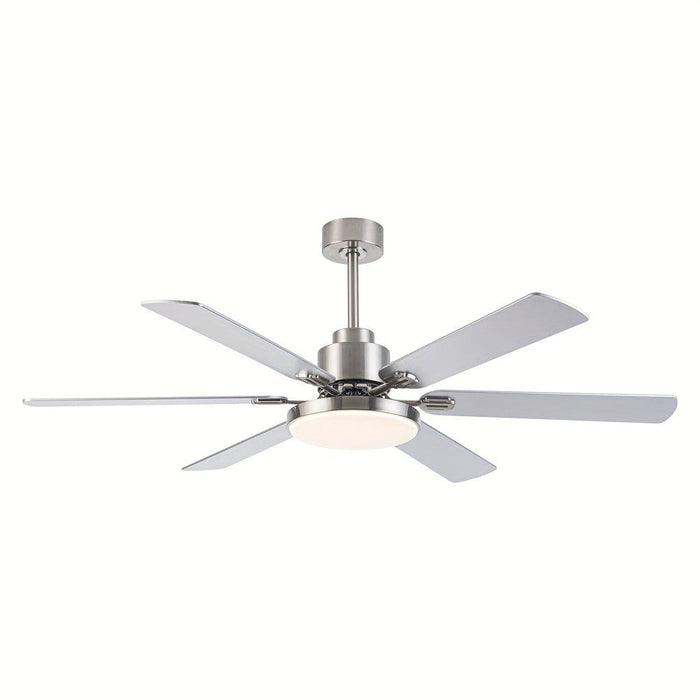 60 in. Large 6-Blade Modern Downrod Mount Ceiling Fan for Living Room Bedroom, Reversible Sliver Ceiling Fan with Light and Remote Control-ErisView