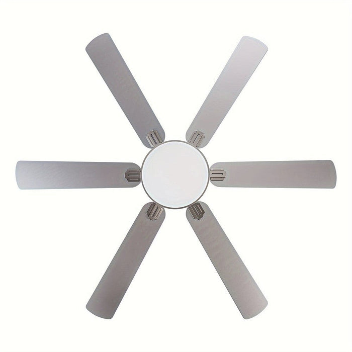 60 in. Large 6-Blade Modern Downrod Mount Ceiling Fan for Living Room Bedroom, Reversible Sliver Ceiling Fan with Light and Remote Control-ErisView