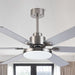 60 in. Large 6-Blade Modern Downrod Mount Ceiling Fan for Living Room Bedroom, Reversible Sliver Ceiling Fan with Light and Remote Control-ErisView