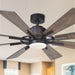 60 in. Large 8-Blade Indoor Ceiling Fan with LED Light Remote for Living Room-Black-ErisView