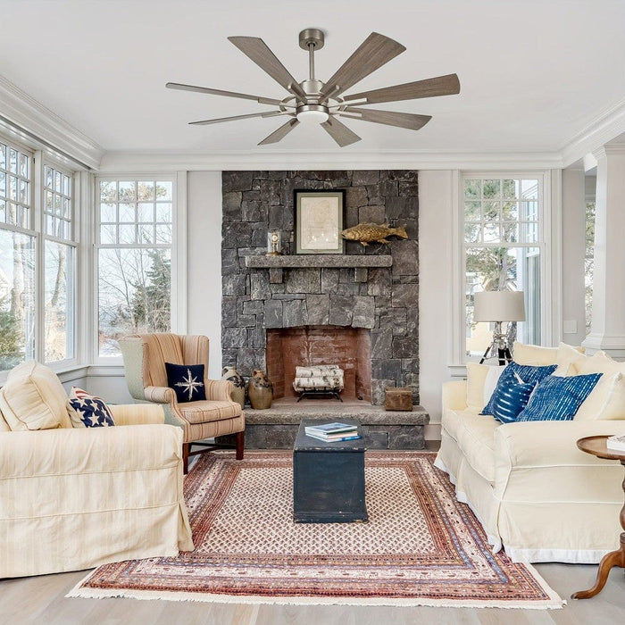 60 in. Large 8-Blade Indoor Ceiling Fan with LED Light Remote for Living Room-ErisView