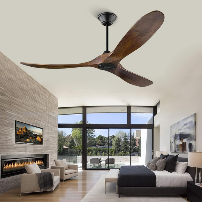 60 in. Large Ceiling Fans without Lights, 3 Blade Propeller Ceiling Fan NO Light, Wood Ceiling Fan with Remote, Modern Farmhouse Ceiling Fan-3-ErisView