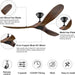 60 in. Large Ceiling Fans without Lights, 3 Blade Propeller Ceiling Fan NO Light, Wood Ceiling Fan with Remote, Modern Farmhouse Ceiling Fan-5-ErisView
